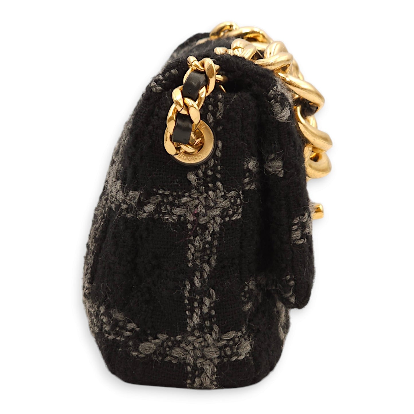 C19 Black Crossbody Bag in Tweed, Gold hardware