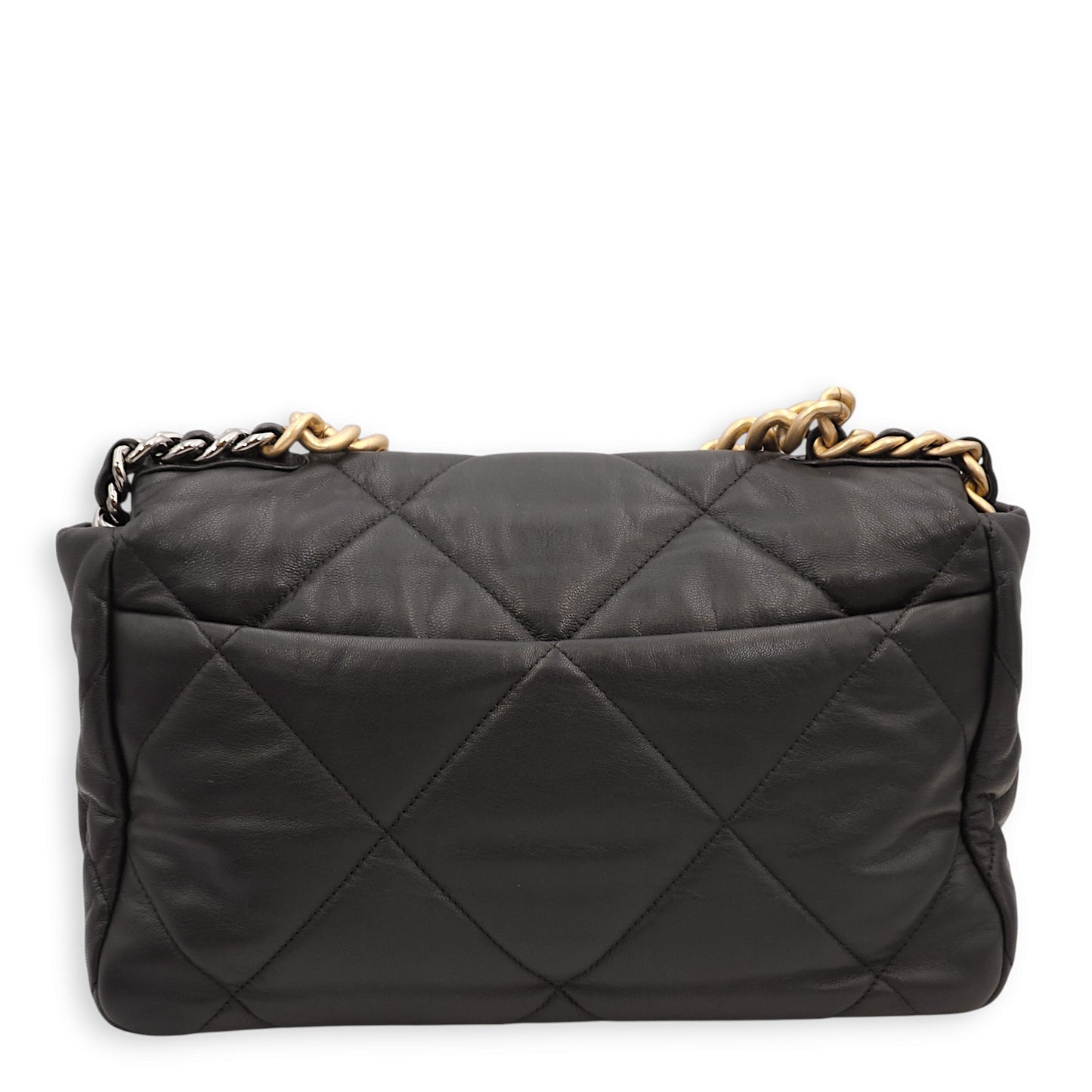 C19 Medium Black Shoulder Bag in Lambskin, Gold/Silver/Ruthenium hardware