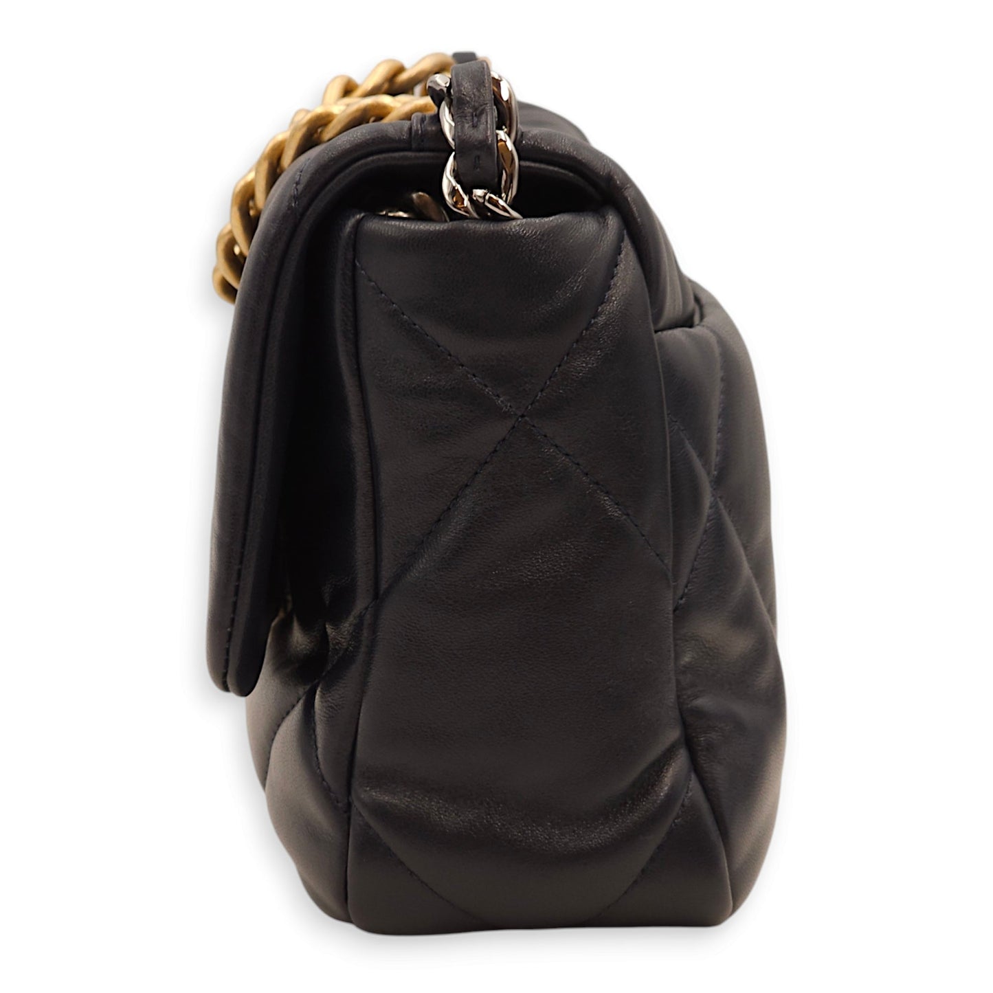 C19 Small Blue Shoulder Bag in Lambskin, Gold/Ruthenium hardware