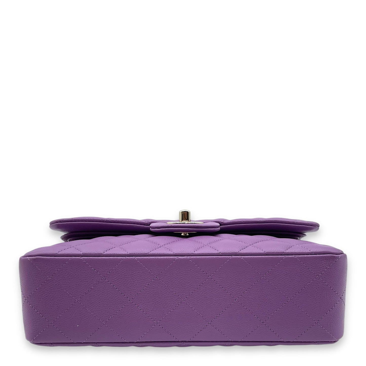 Classic Double Flap Small Purple Shoulder Bag in Caviar, Gold hardware