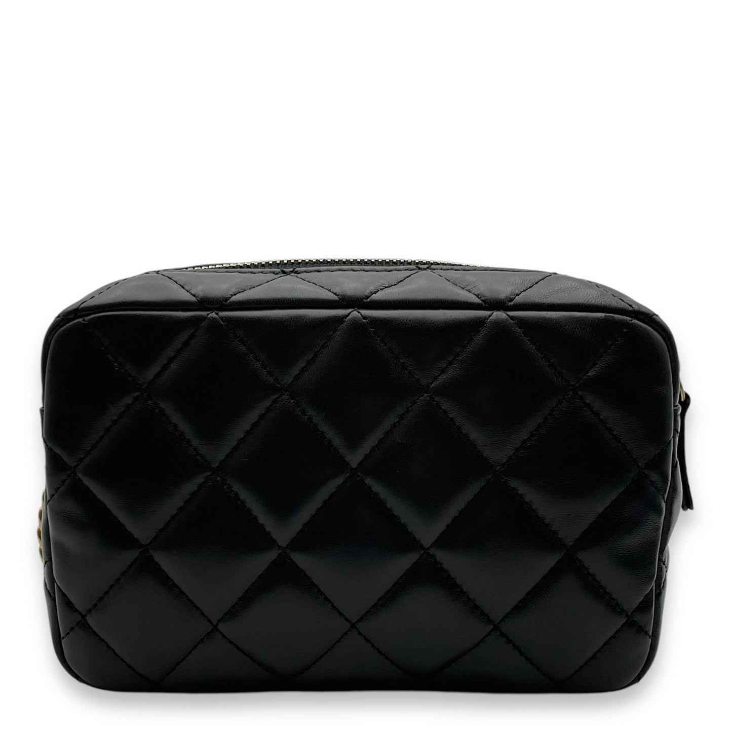 All Slide Camera Black Crossbody Bag in Lambskin, Gold hardware