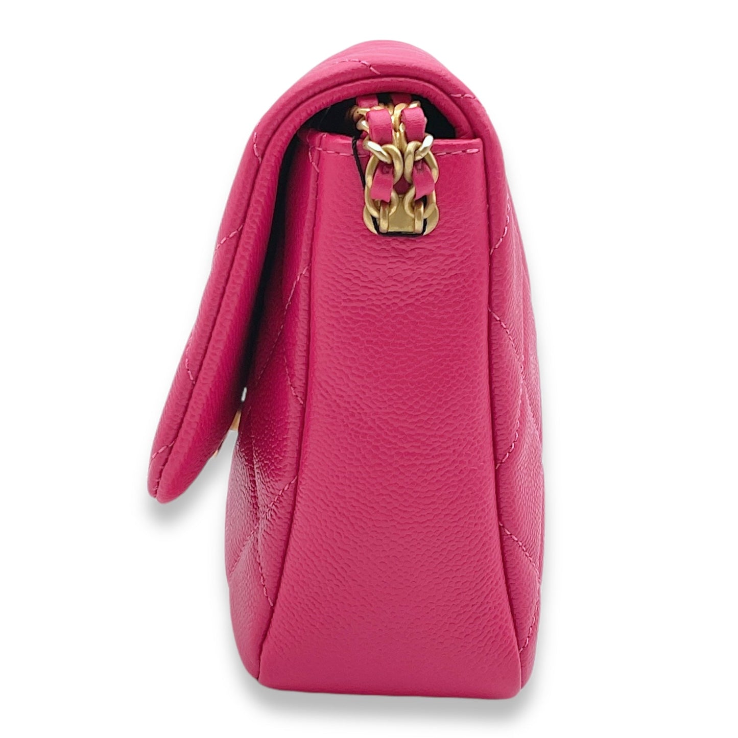 Melody Flap Pink Crossbody Bag in Caviar Leather, Gold hardware