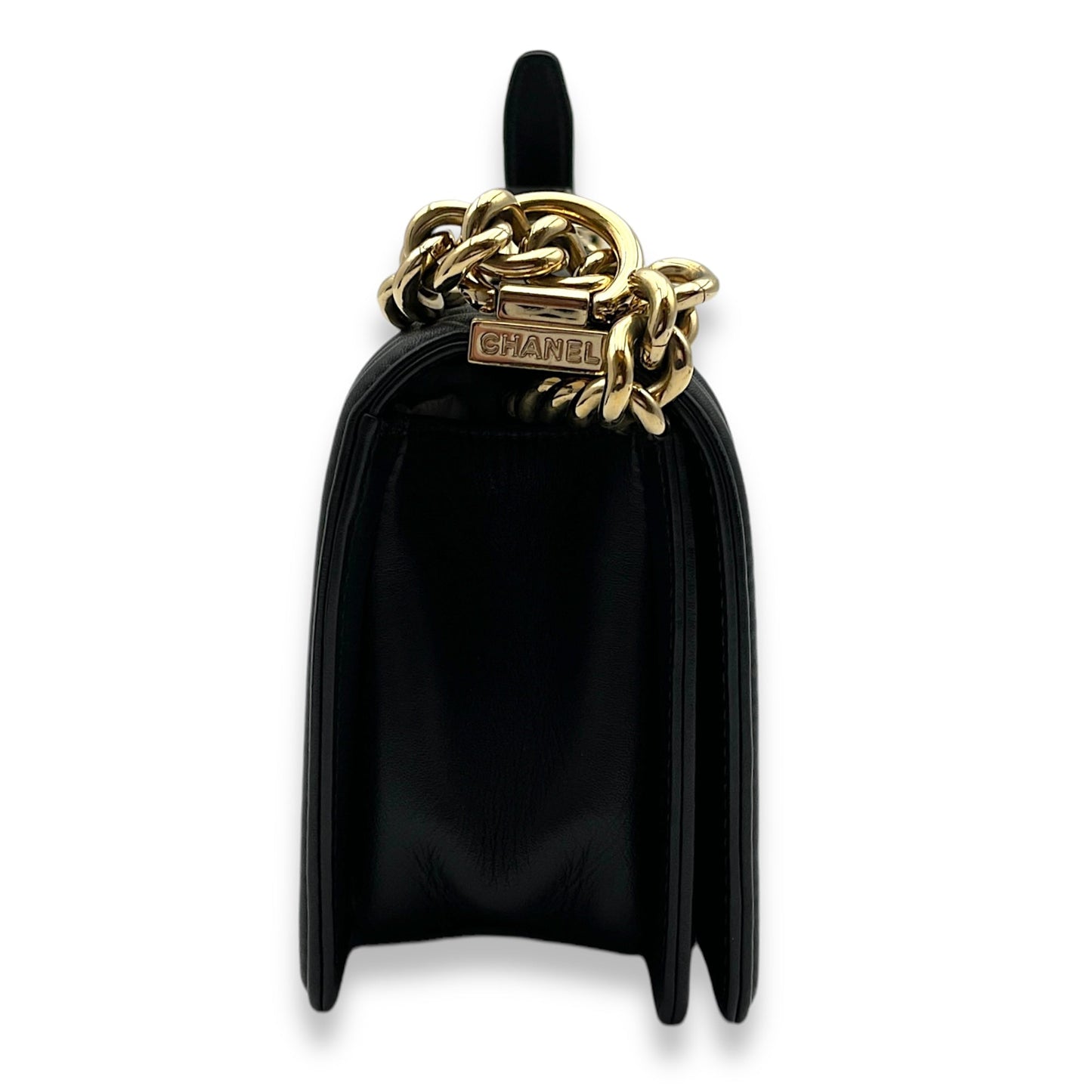 Boy Small Black Crossbody Bag in Lambskin, Gold hardware