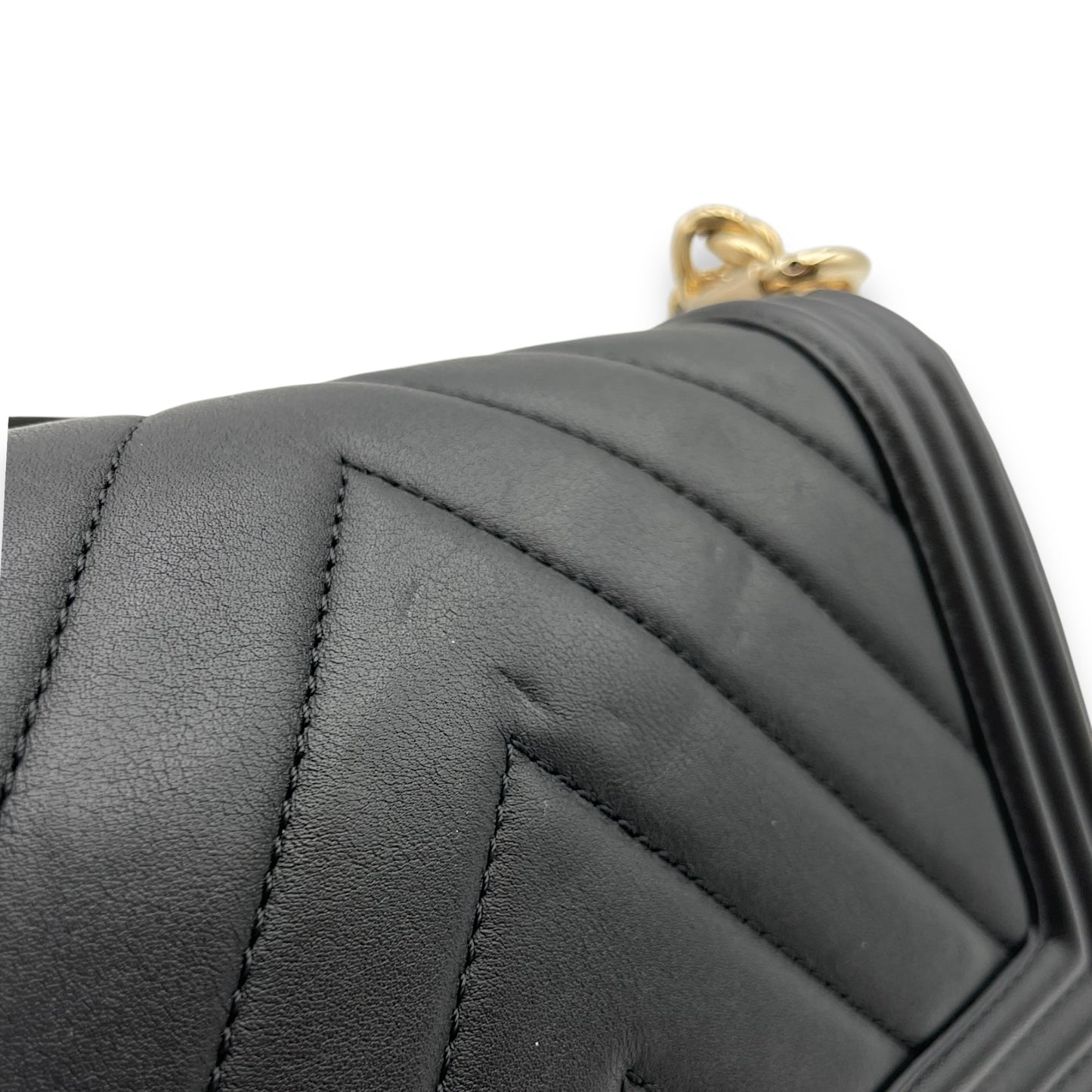 Boy Small Black Crossbody Bag in Lambskin, Gold hardware