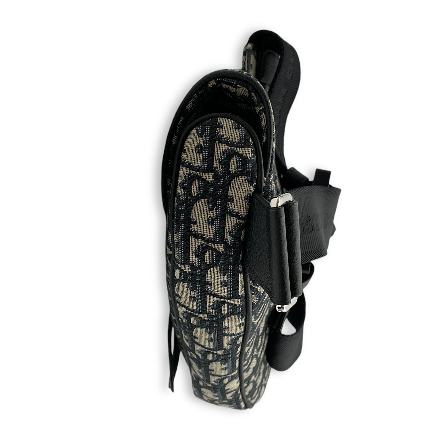Saddle Blue Oblique Crossbody Bag in Jacquard, Palladium hardware