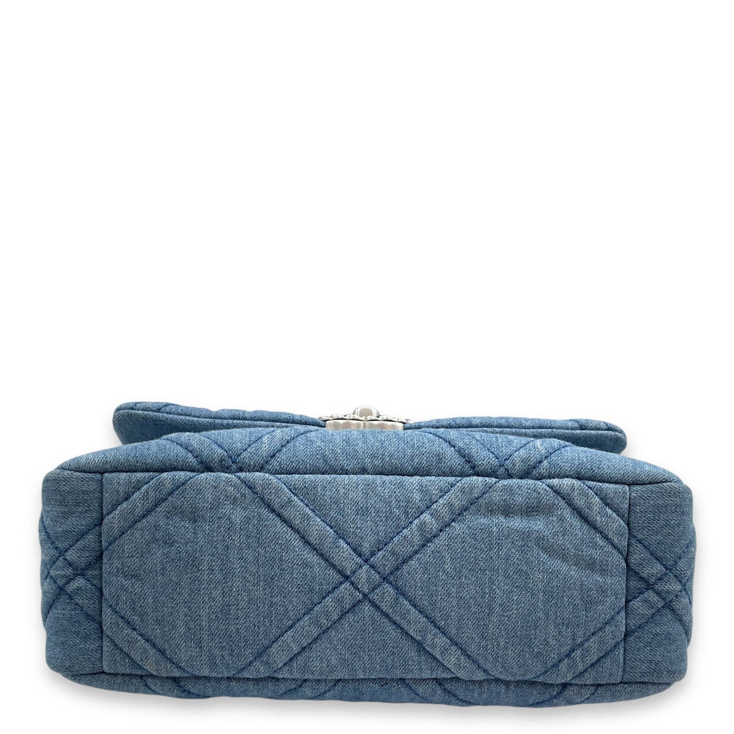 C19 Flap Small Light Blue Crossbody Bag in Denim, 3-Tone hardware