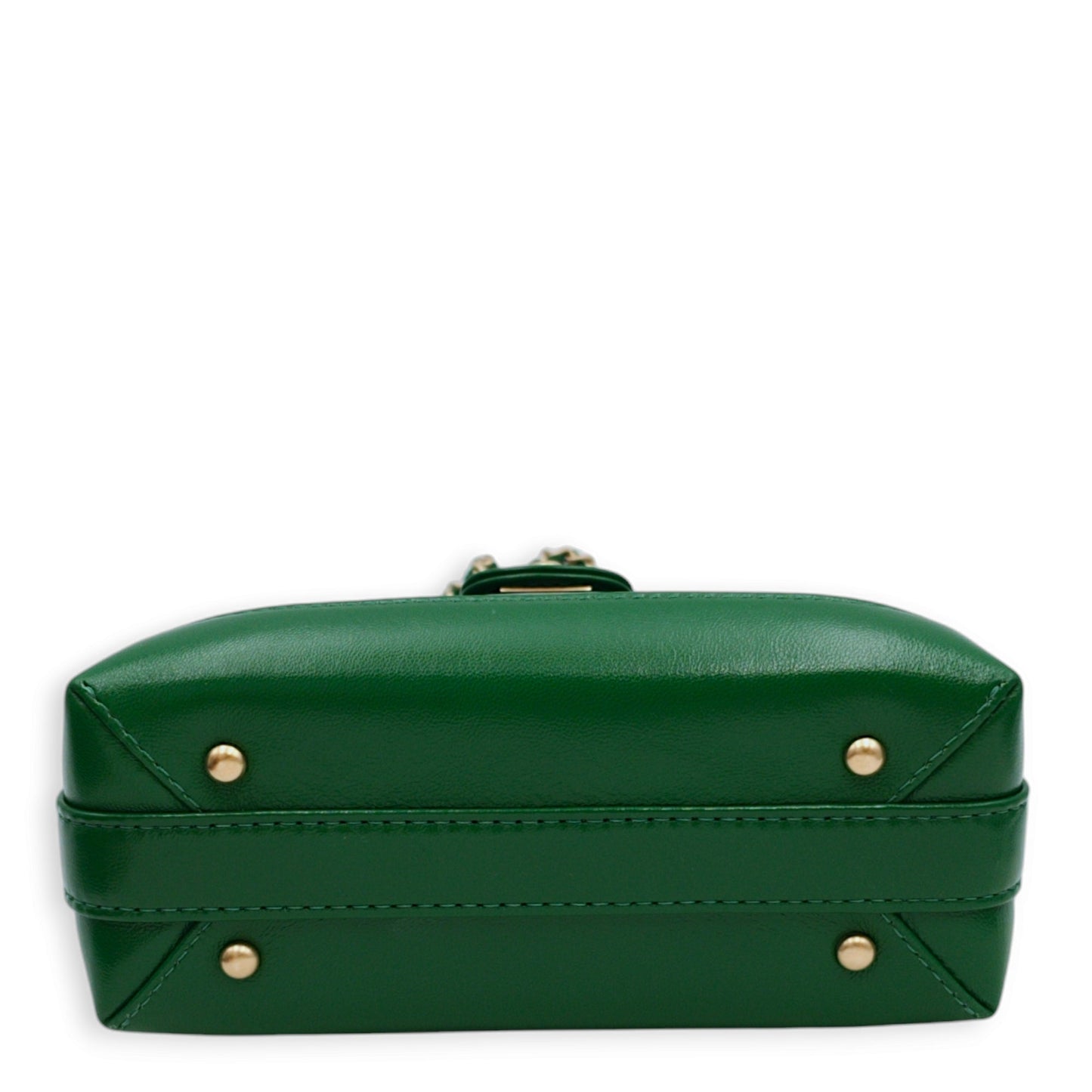 Mini Bag with Top Handle 18x12x7cm Emerald Green Crossbody Bag in Shiny Lambskin, Gold hardware