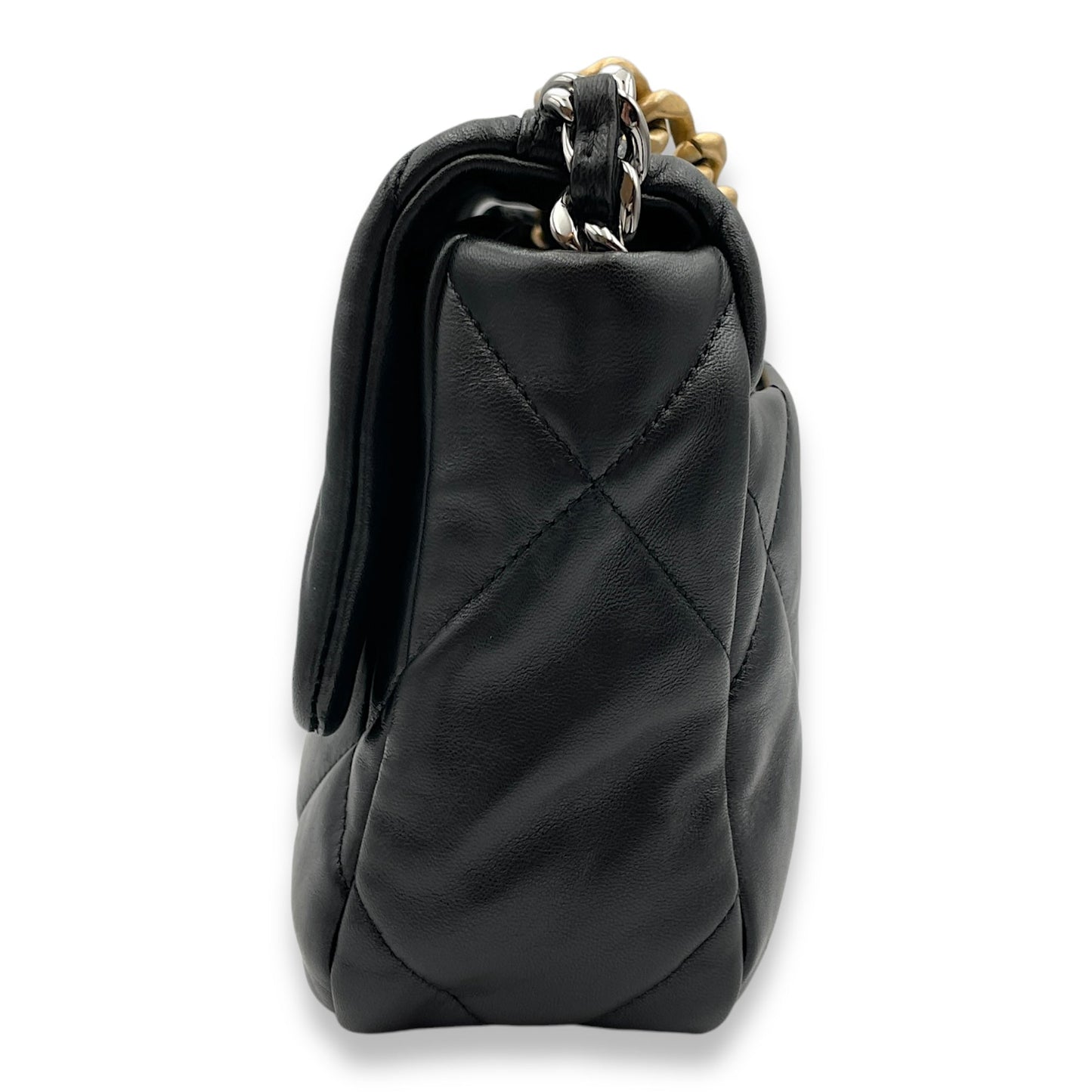 C19 Flap Small Black Crossbody Bag in Lambskin, 3-Tone hardware