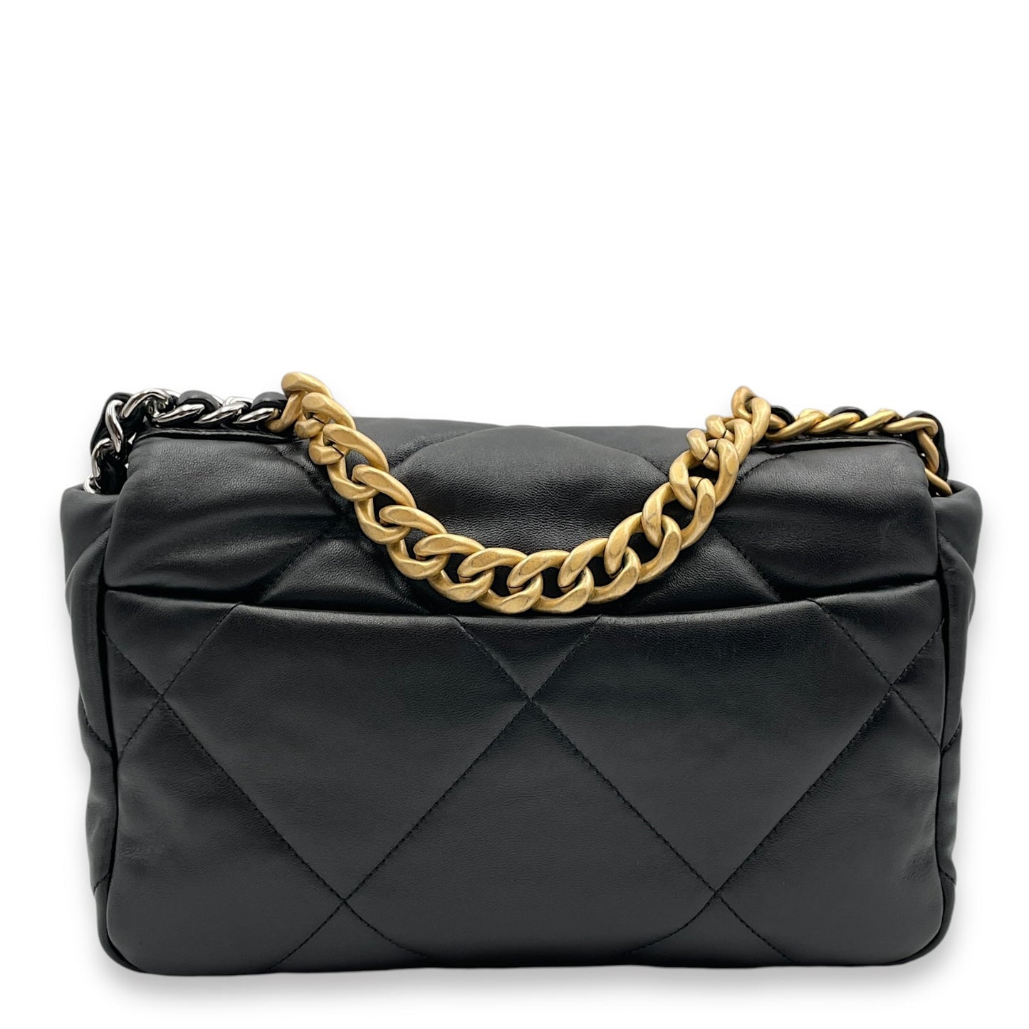 C19 Flap Small Black Crossbody Bag in Lambskin, 3-Tone hardware