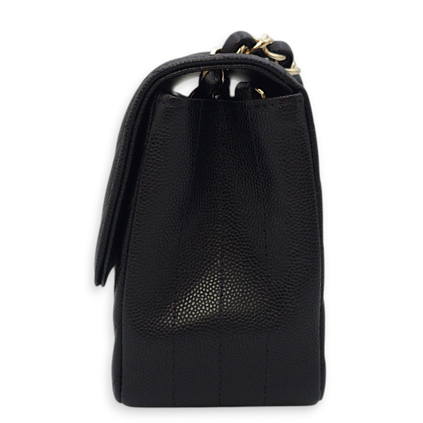 Chevron Square Mini Black Crossbody Bag in Caviar Leather, Gold hardware