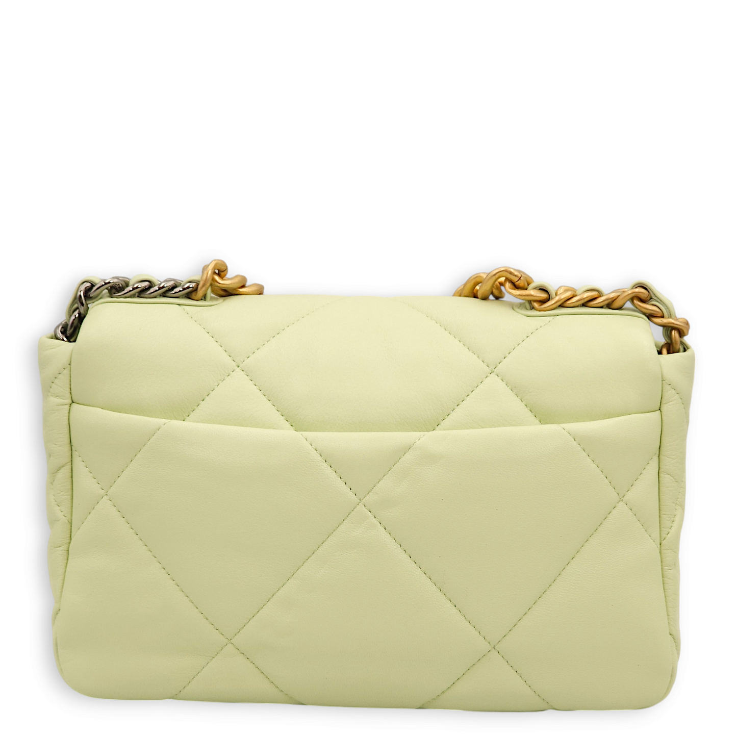 S19 Flap Small Pastel Green Shoulder Bag in Lambskin, 3-Tone hardware