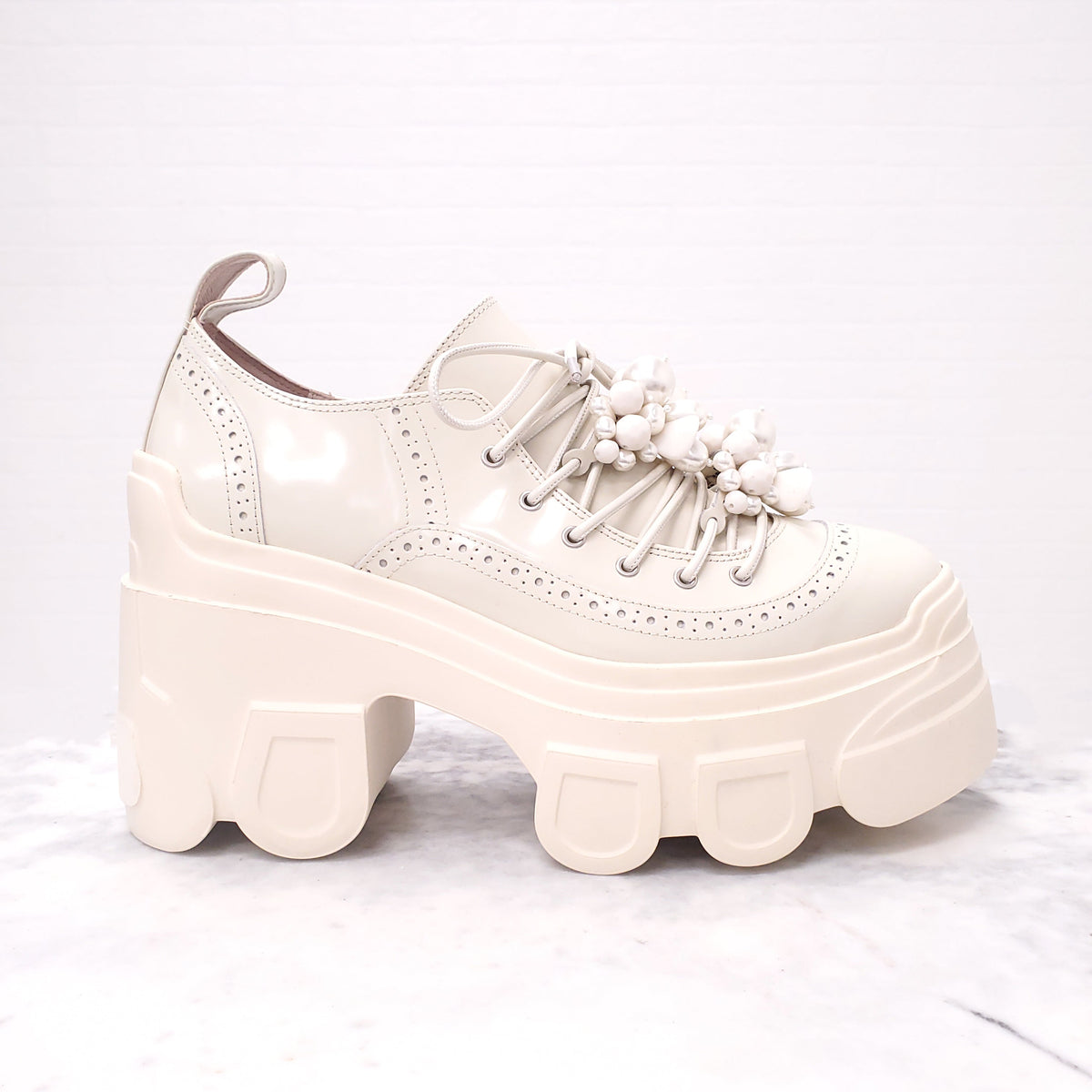 SIMONE ROCHA OFF WHITE BRACKET SOLE TURBO EMBELLISHMENT SNEAKERS - SIZE 40