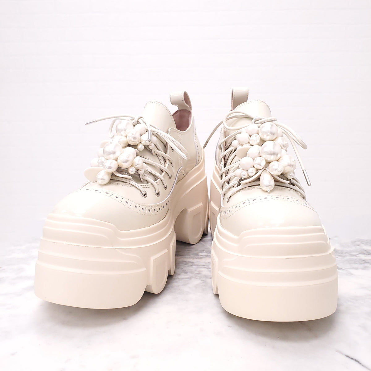 SIMONE ROCHA OFF WHITE BRACKET SOLE TURBO EMBELLISHMENT SNEAKERS - SIZE 40