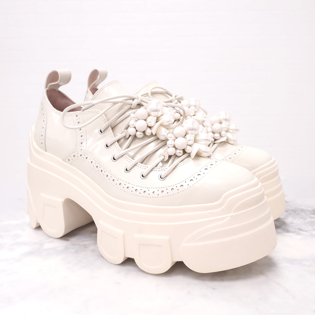 SIMONE ROCHA OFF WHITE BRACKET SOLE TURBO EMBELLISHMENT SNEAKERS - SIZE 40