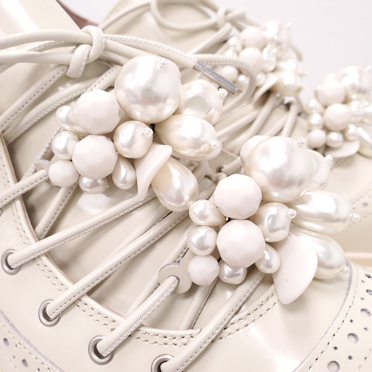 SIMONE ROCHA OFF WHITE BRACKET SOLE TURBO EMBELLISHMENT SNEAKERS - SIZE 40