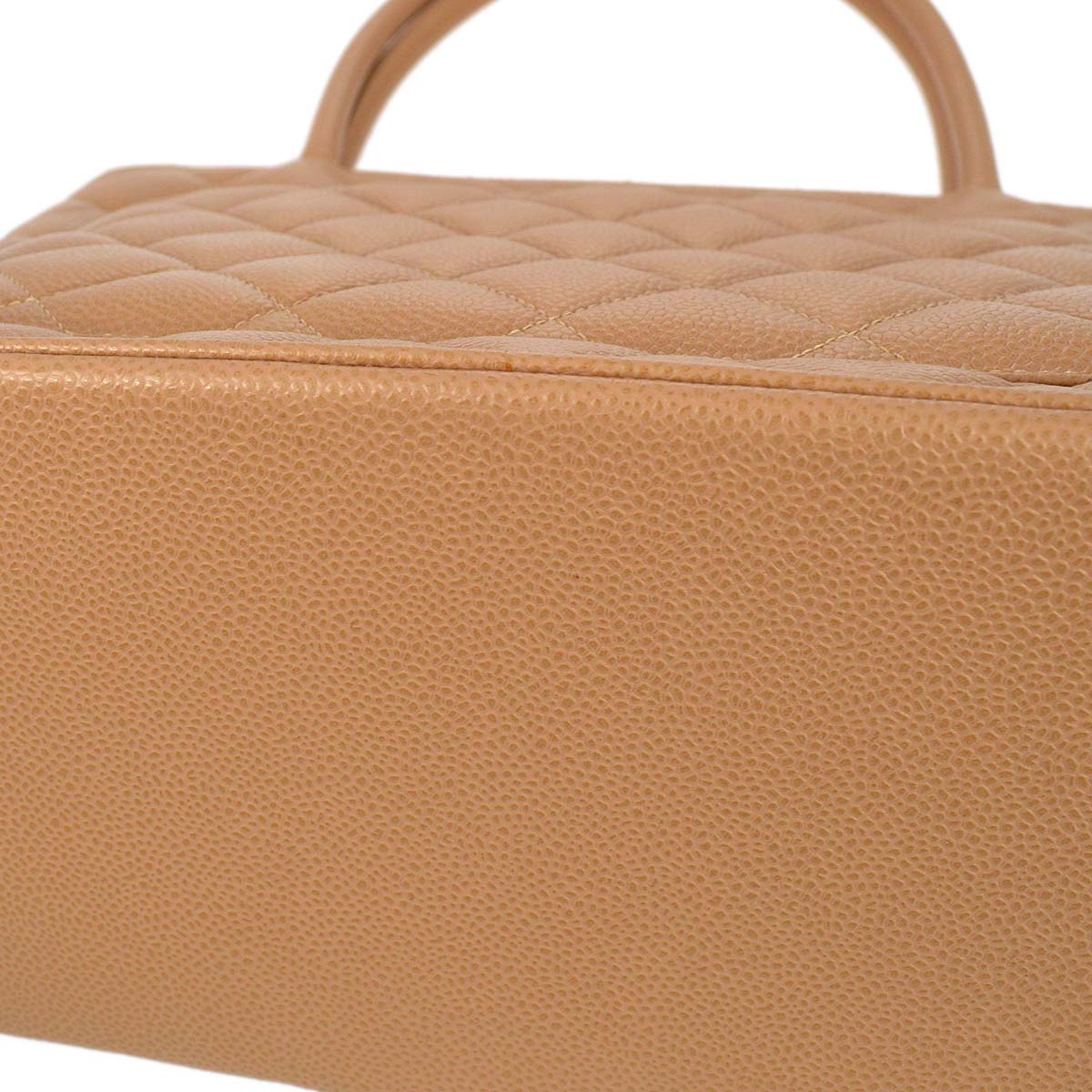 Chanel 2001-2003 Beige Caviar Medallion Tote Handbag