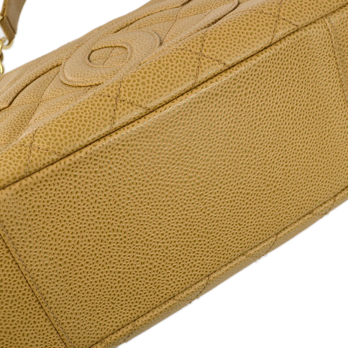 Chanel 2003-2004 Beige Caviar Skin Hobo Handbag