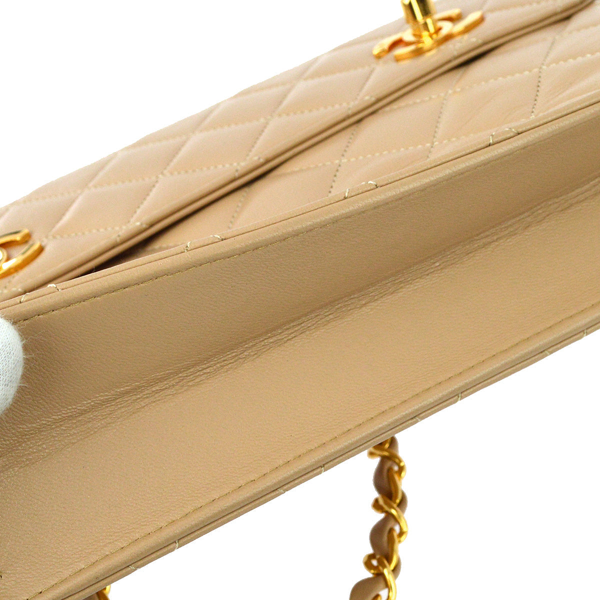 Chanel * Beige Lambskin 2way Handbag