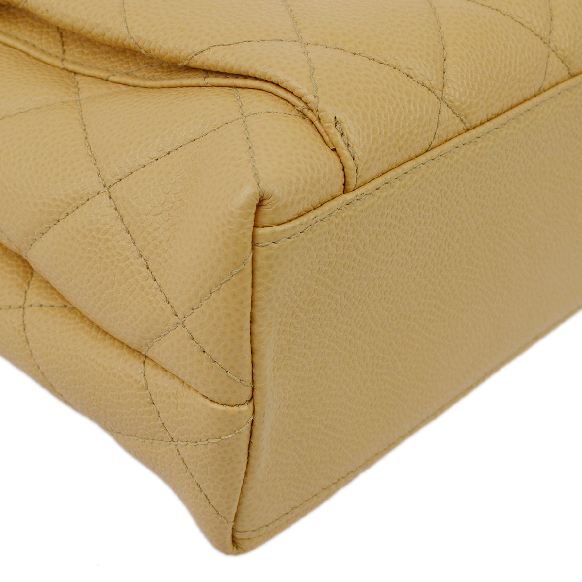 Chanel Beige Caviar Chain Shoulder Tote Bag