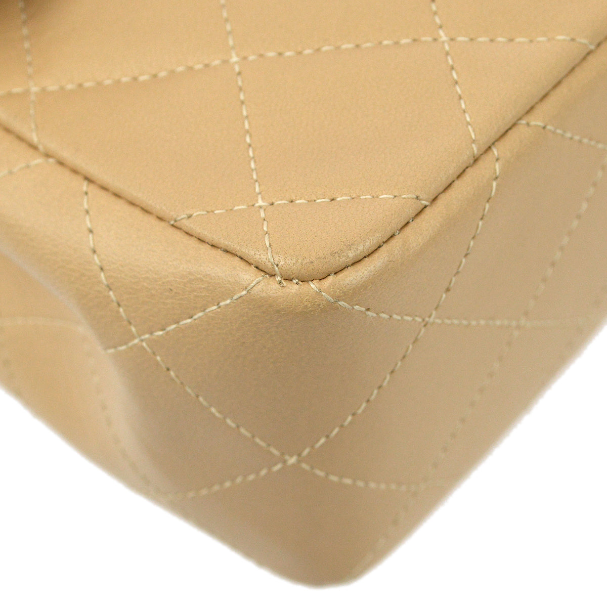 Chanel * Beige Lambskin Mini Classic Square Flap Shoulder Bag 17