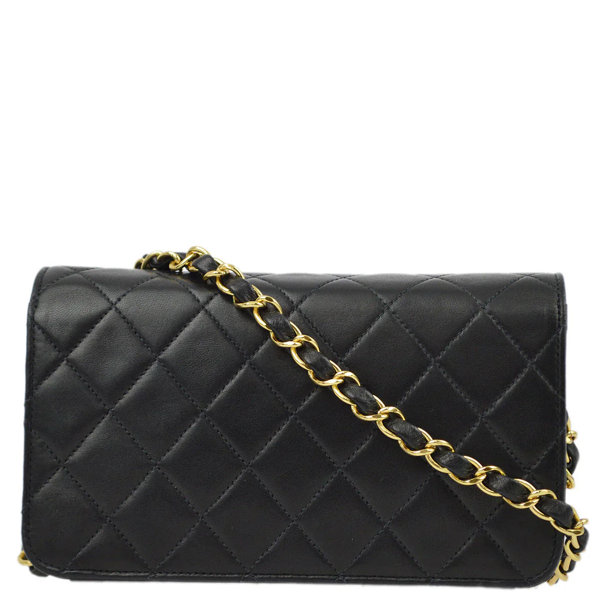 Chanel Black Lambskin Pushlock Mini Full Flap Shoulder Bag