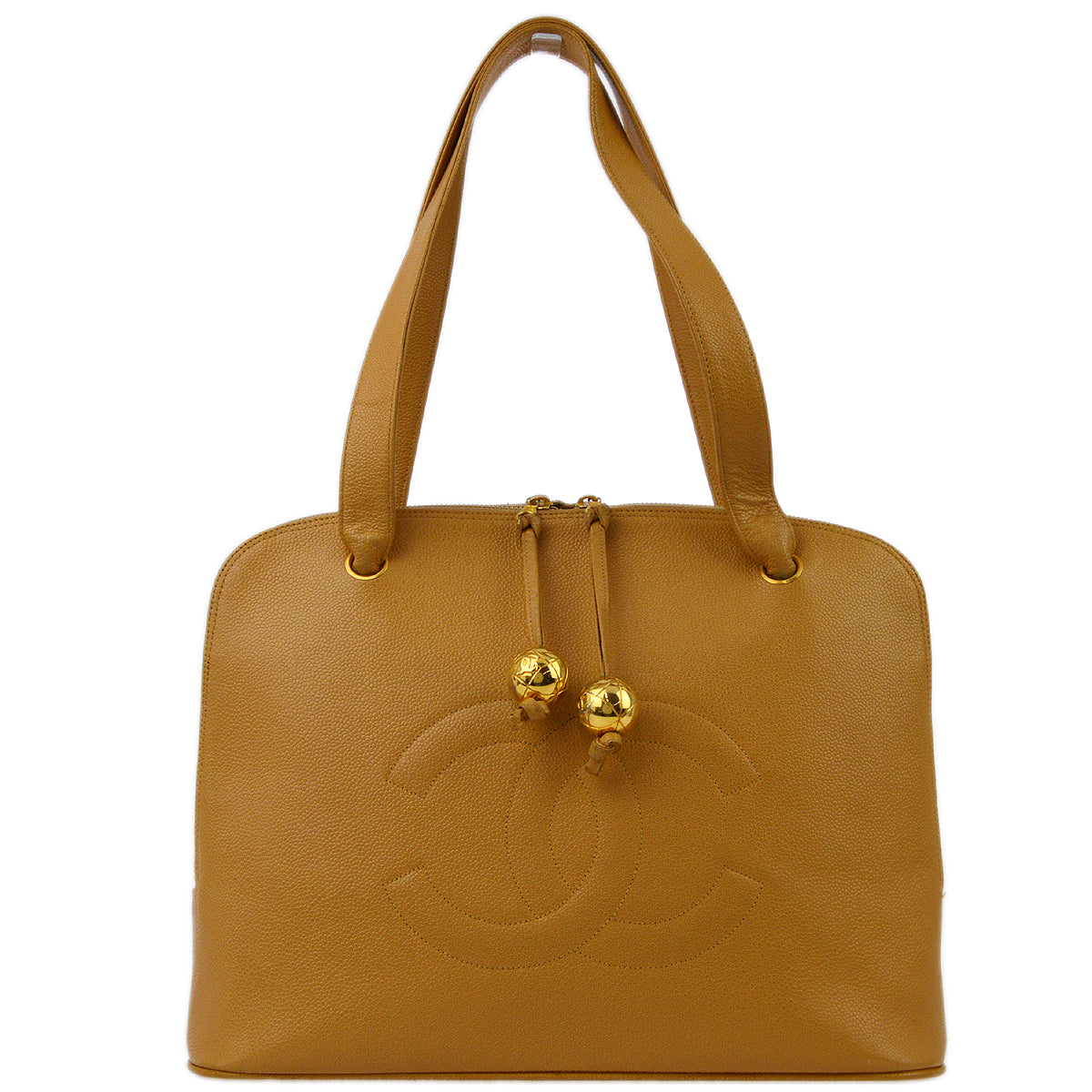 Chanel Beige Caviar Shoulder Tote Bag