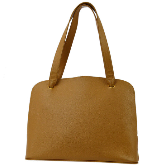 Chanel Beige Caviar Shoulder Tote Bag