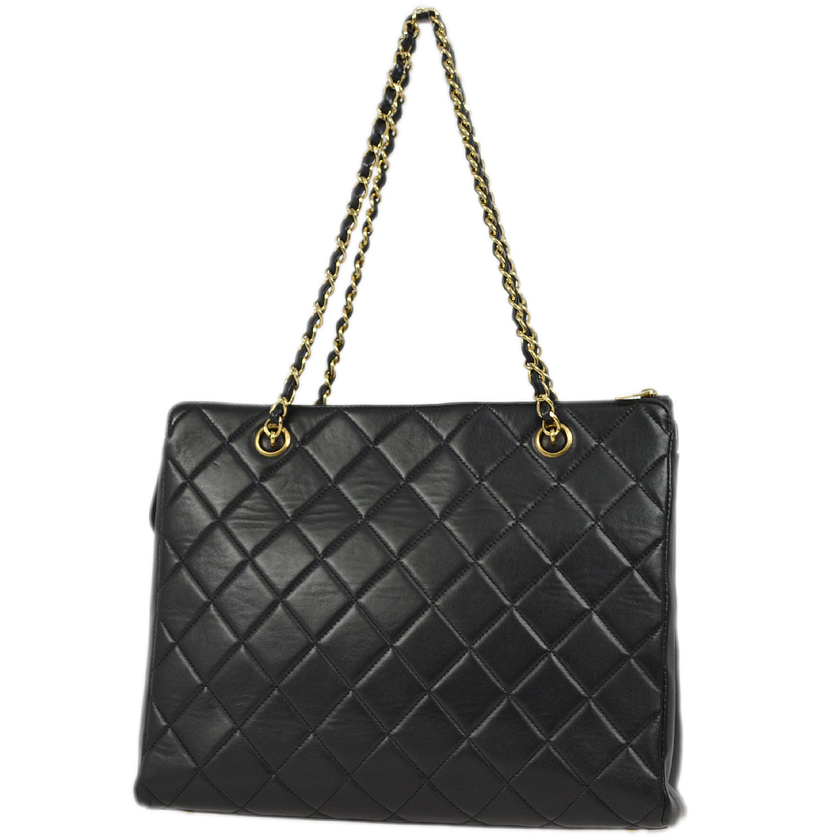 Chanel Black Lambskin Chain Shoulder Tote Bag