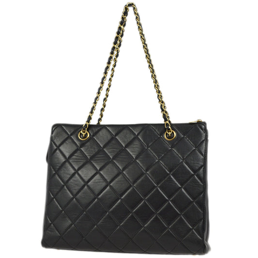 Chanel Black Lambskin Chain Shoulder Tote Bag