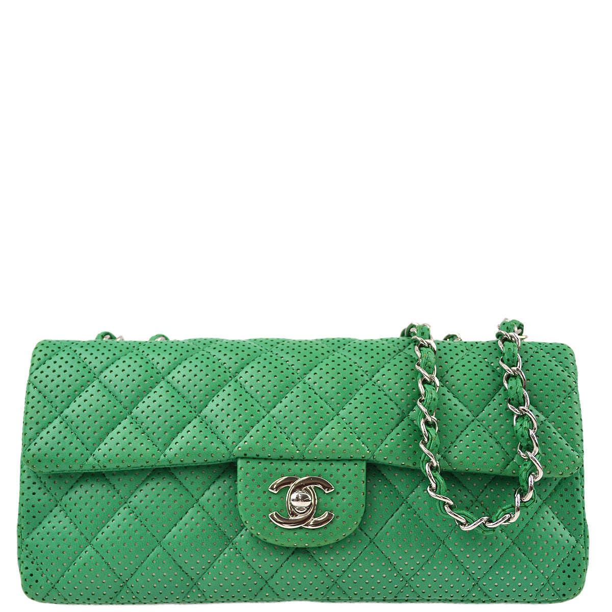 Chanel Green Lambskin East West Shoulder Bag