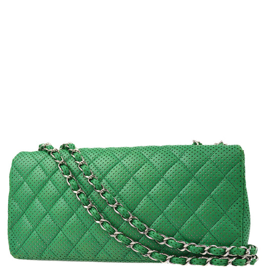 Chanel Green Lambskin East West Shoulder Bag