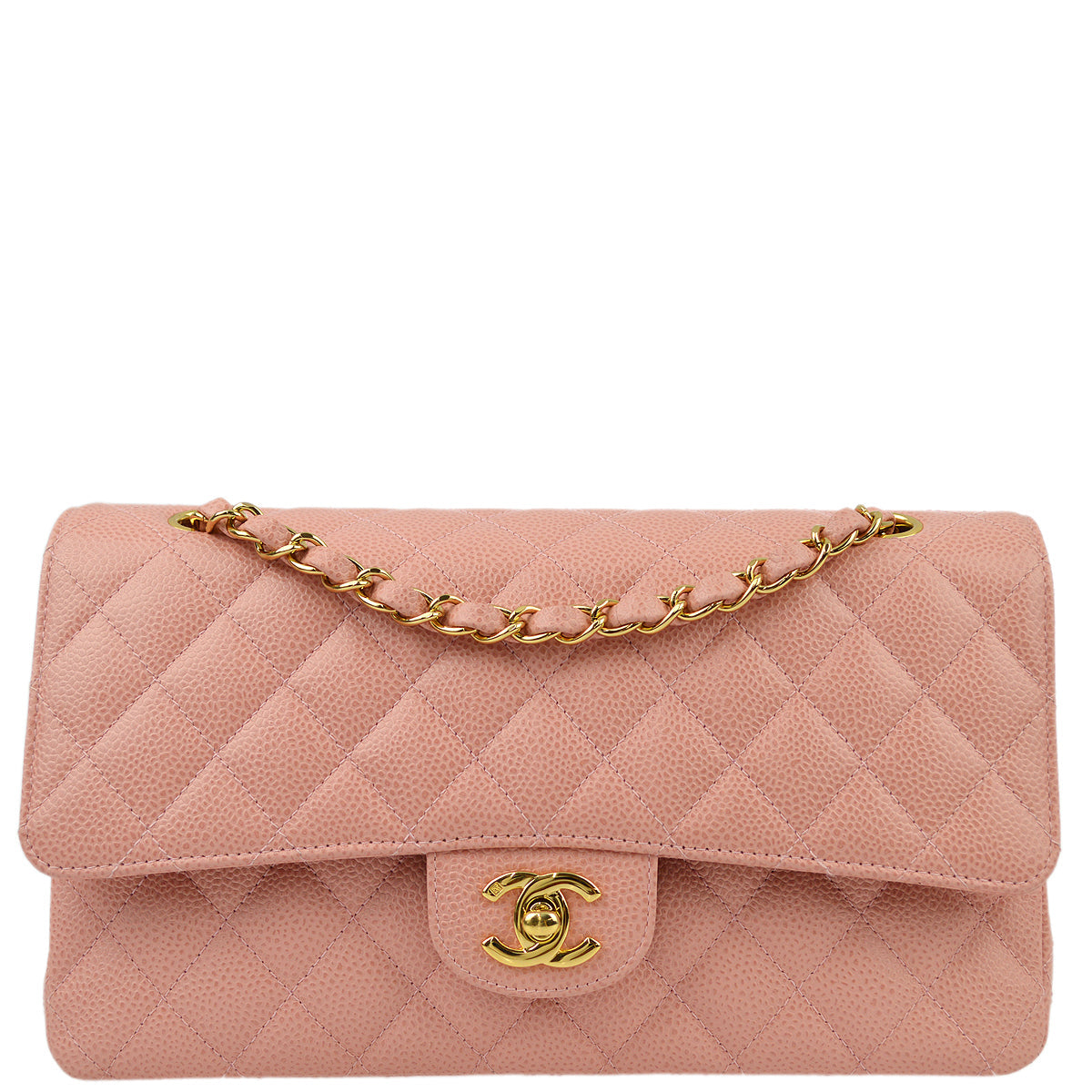 Chanel Pink Caviar Medium Classic Double Flap Shoulder Bag