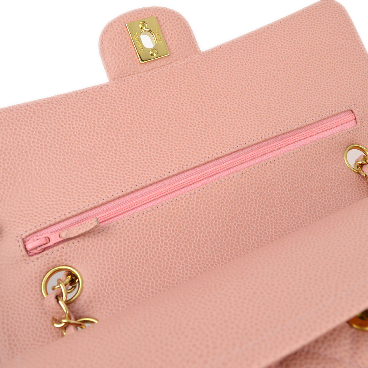 Chanel Pink Caviar Medium Classic Double Flap Shoulder Bag
