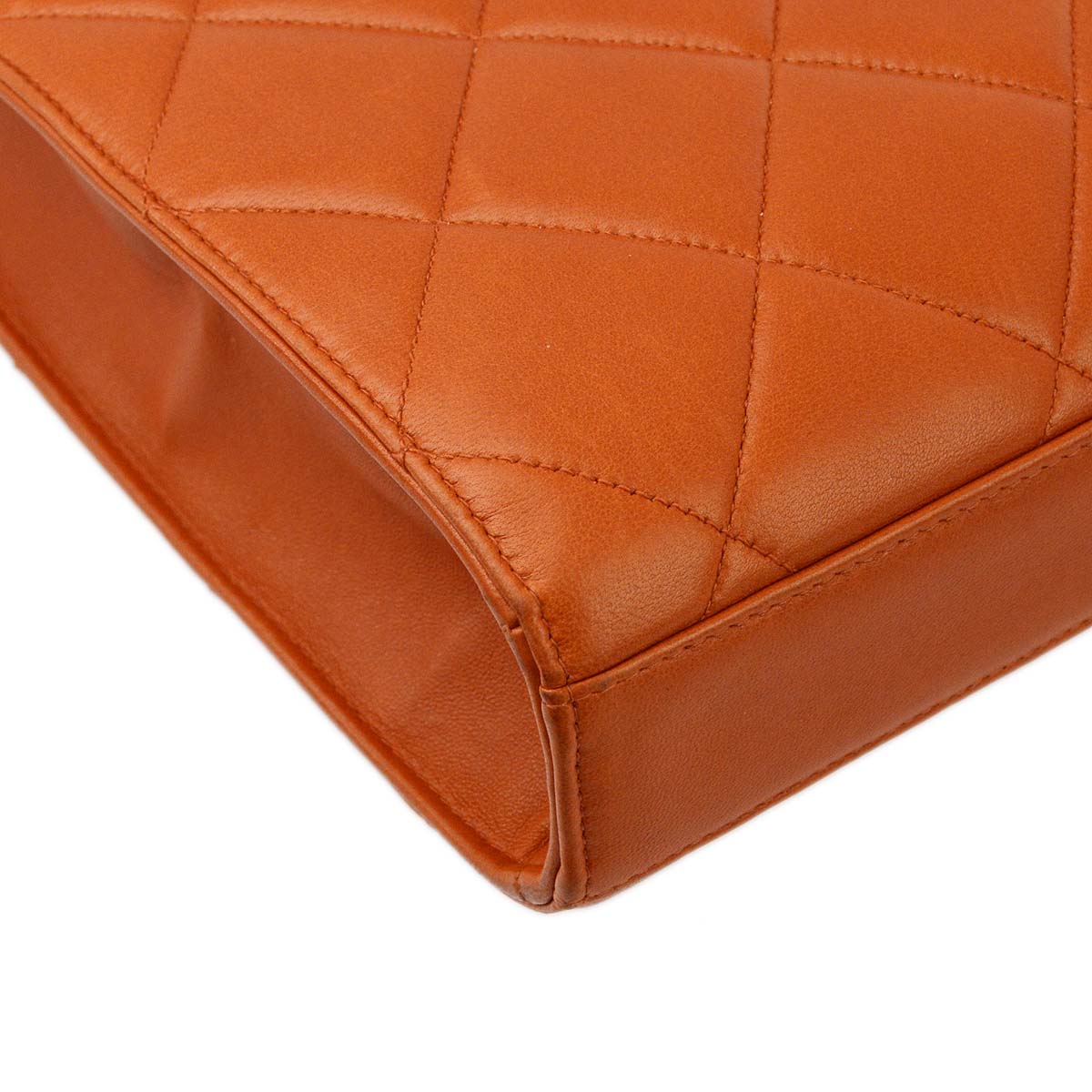 Chanel Orange Lambskin Briefcase Business Handbag