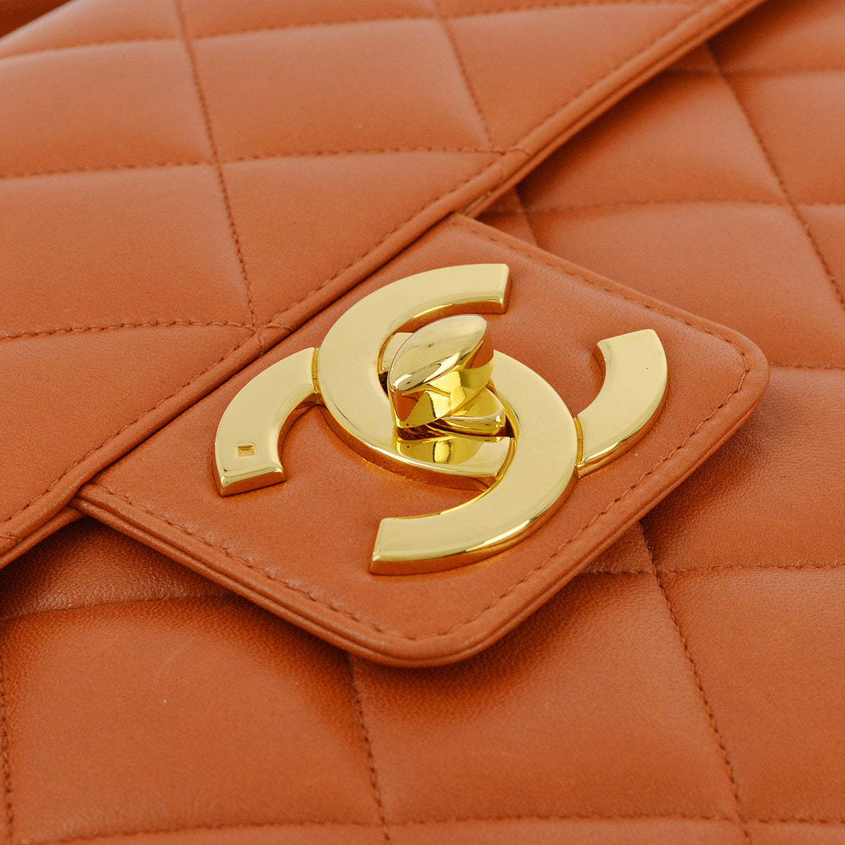 Chanel Orange Lambskin Briefcase Business Handbag