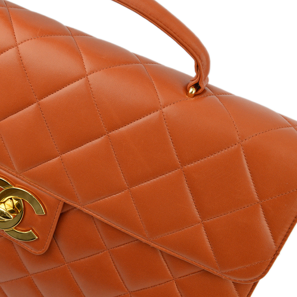 Chanel Orange Lambskin Briefcase Business Handbag
