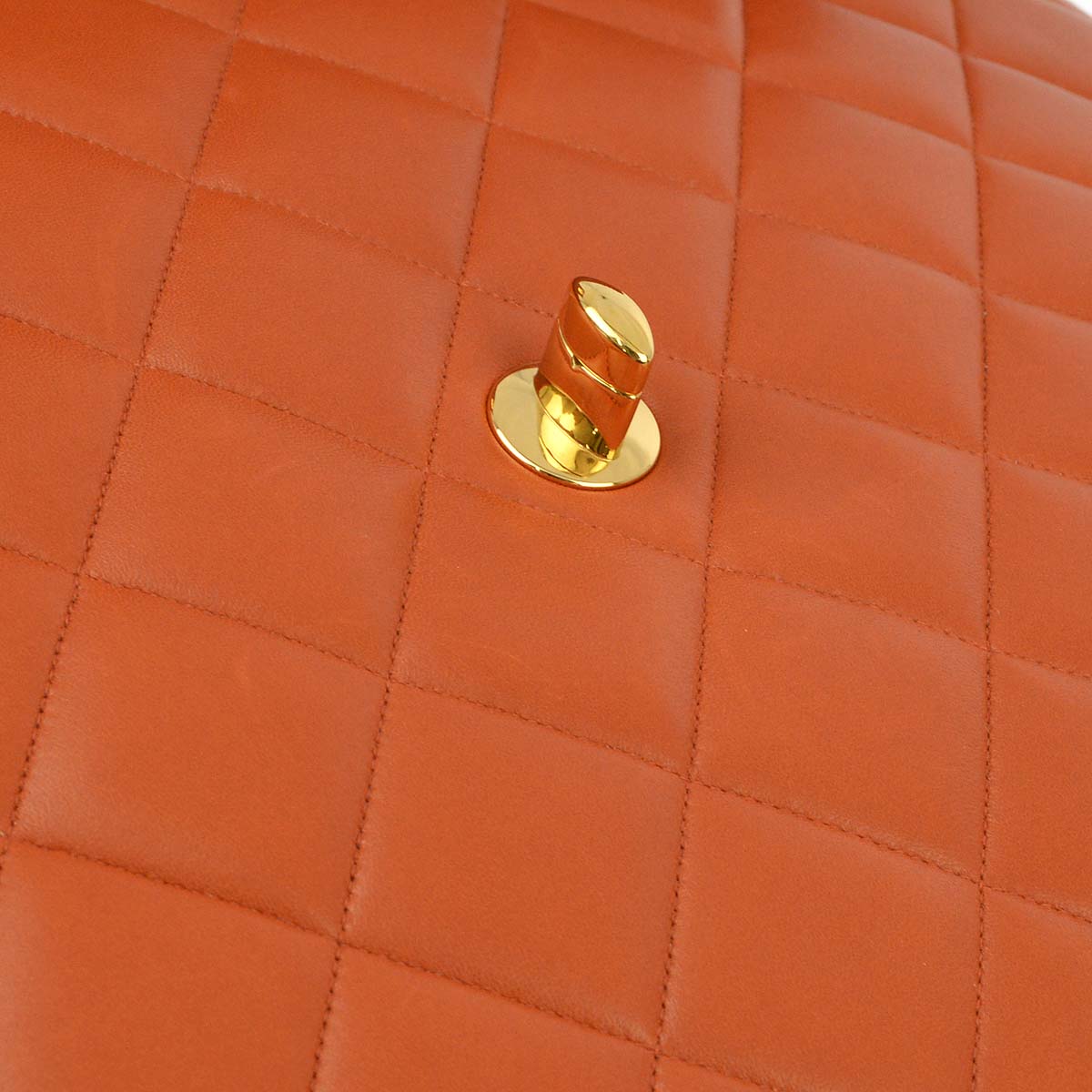 Chanel Orange Lambskin Briefcase Business Handbag