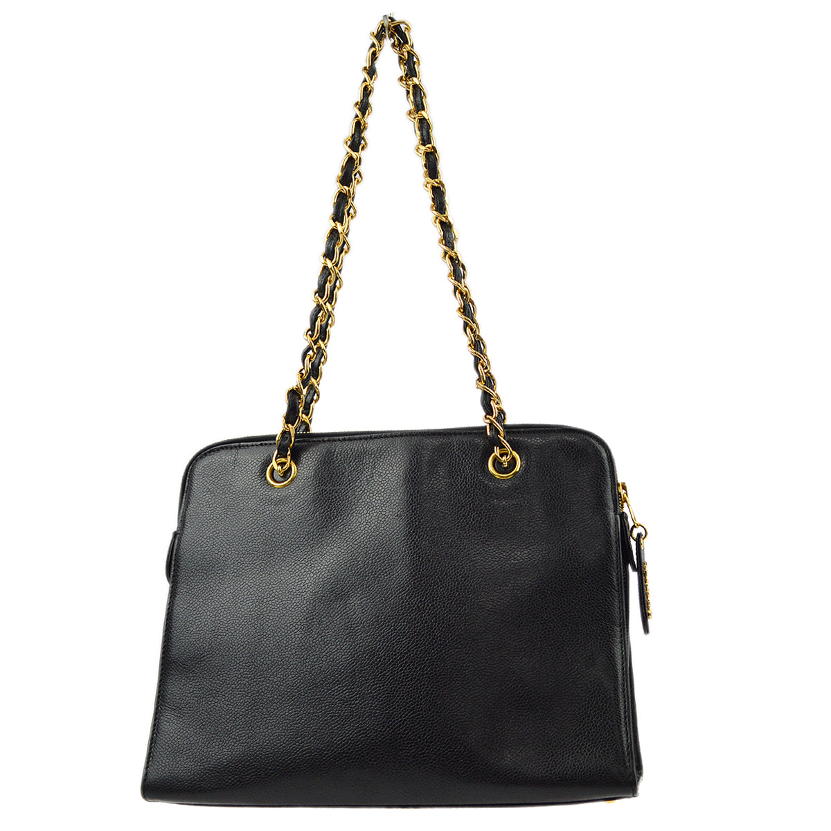 Chanel Black Caviar Chain Shoulder Tote Bag