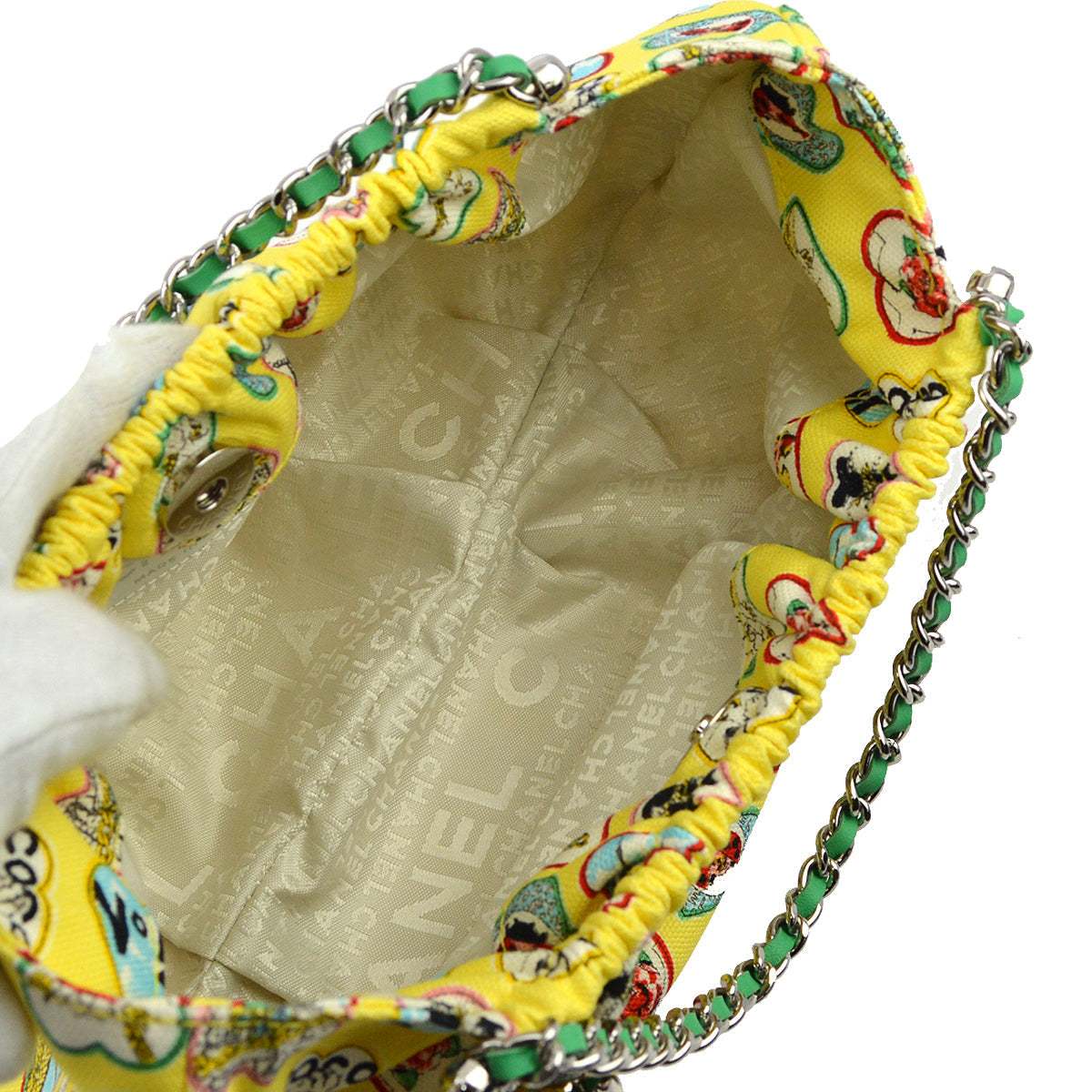 Chanel Yellow Canvas Valentine Chain Handbag