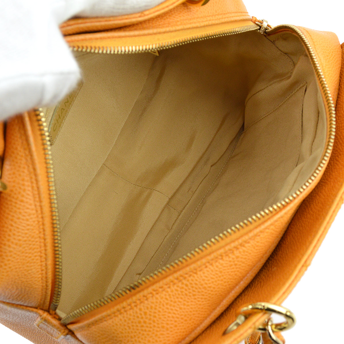 Chanel Orange Caviar Petite Timeless Tote PTT Chain Handbag