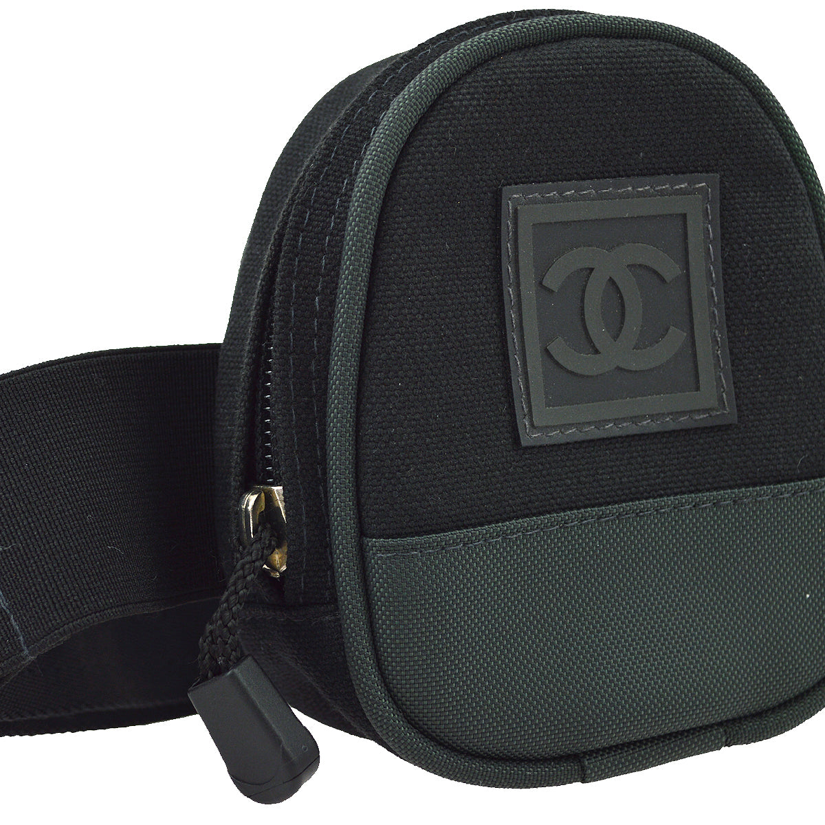 Chanel Sports Line Leg Bag Pouch Black Green