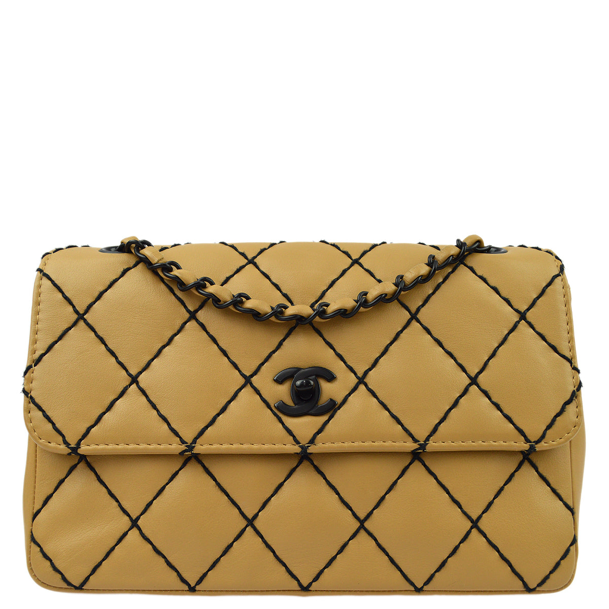 Chanel 2000-2001 Calfskin Medium Wild Stitch Straight Flap Bag