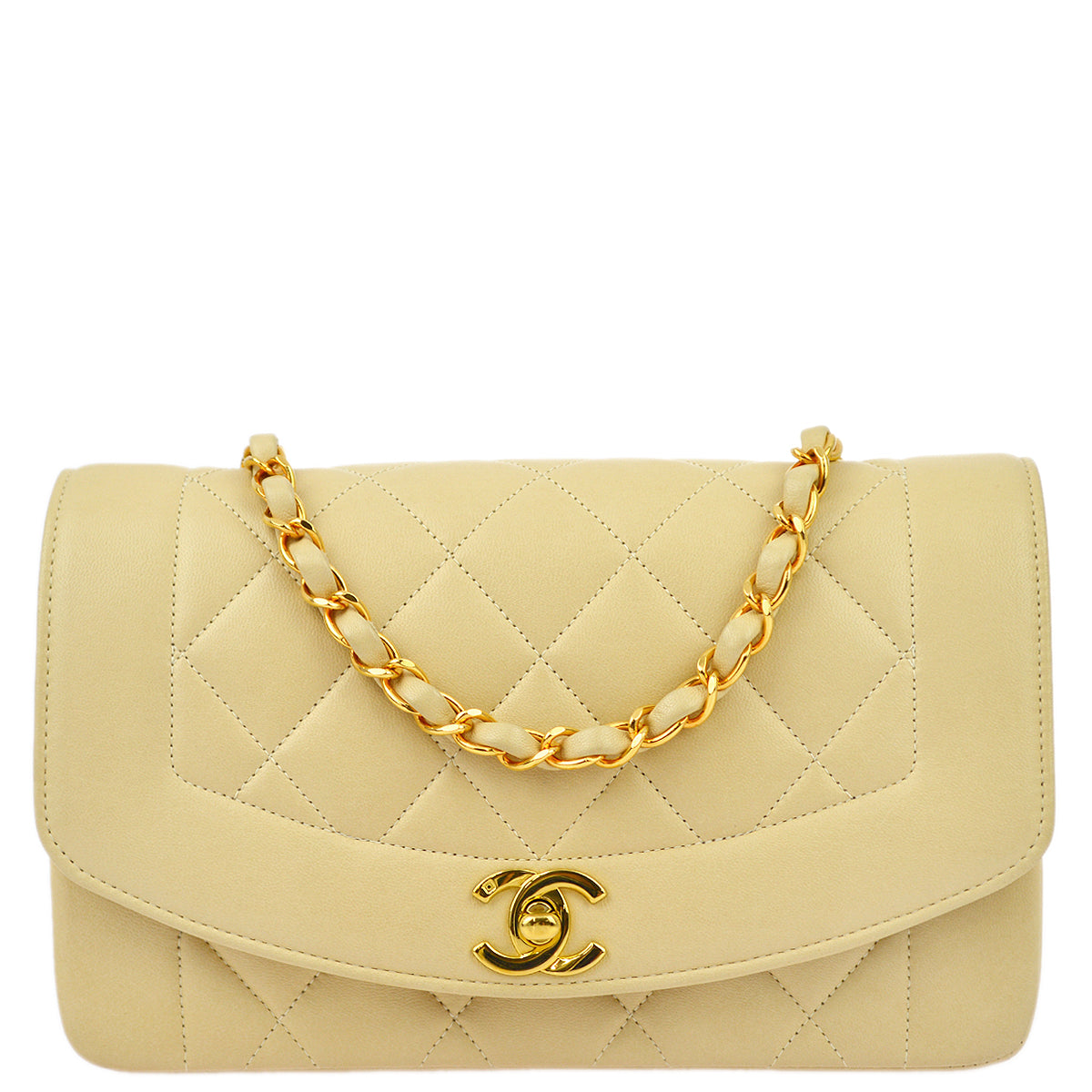 Chanel * Beige Lambskin Small Diana Shoulder Bag
