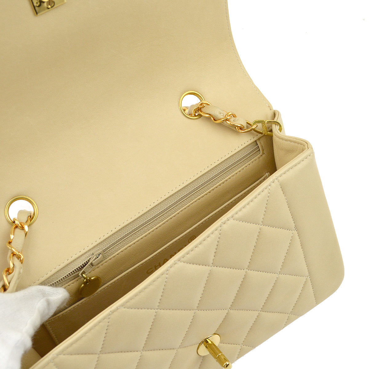 Chanel * Beige Lambskin Small Diana Shoulder Bag
