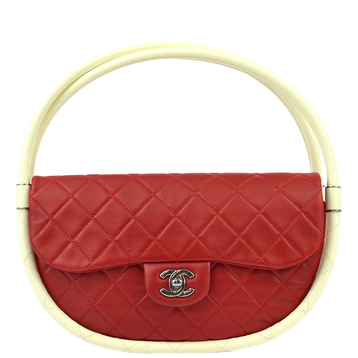 Chanel * Red Lambskin Hula Hoop Handbag