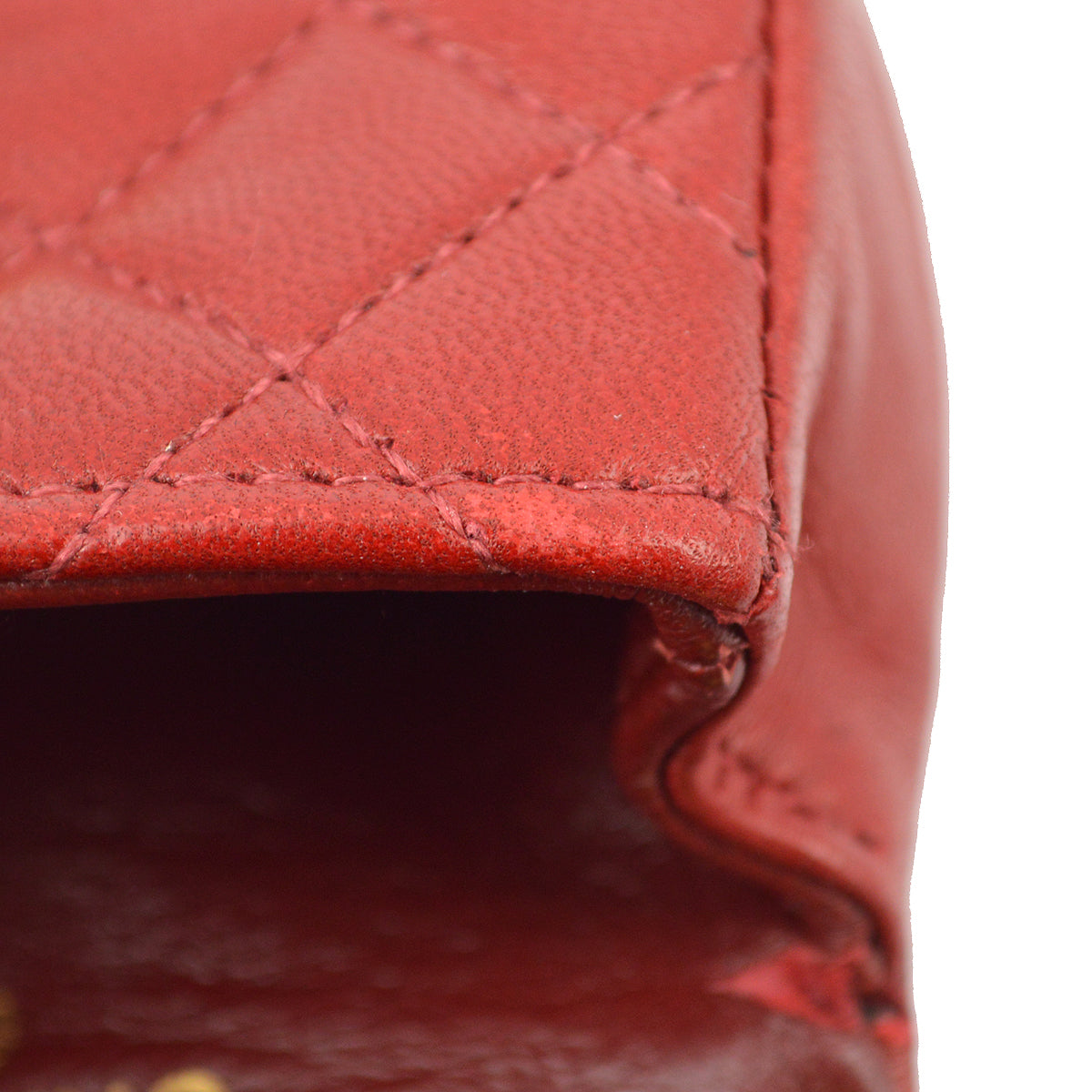Chanel Red Lambskin Classic Flap Micro Bag