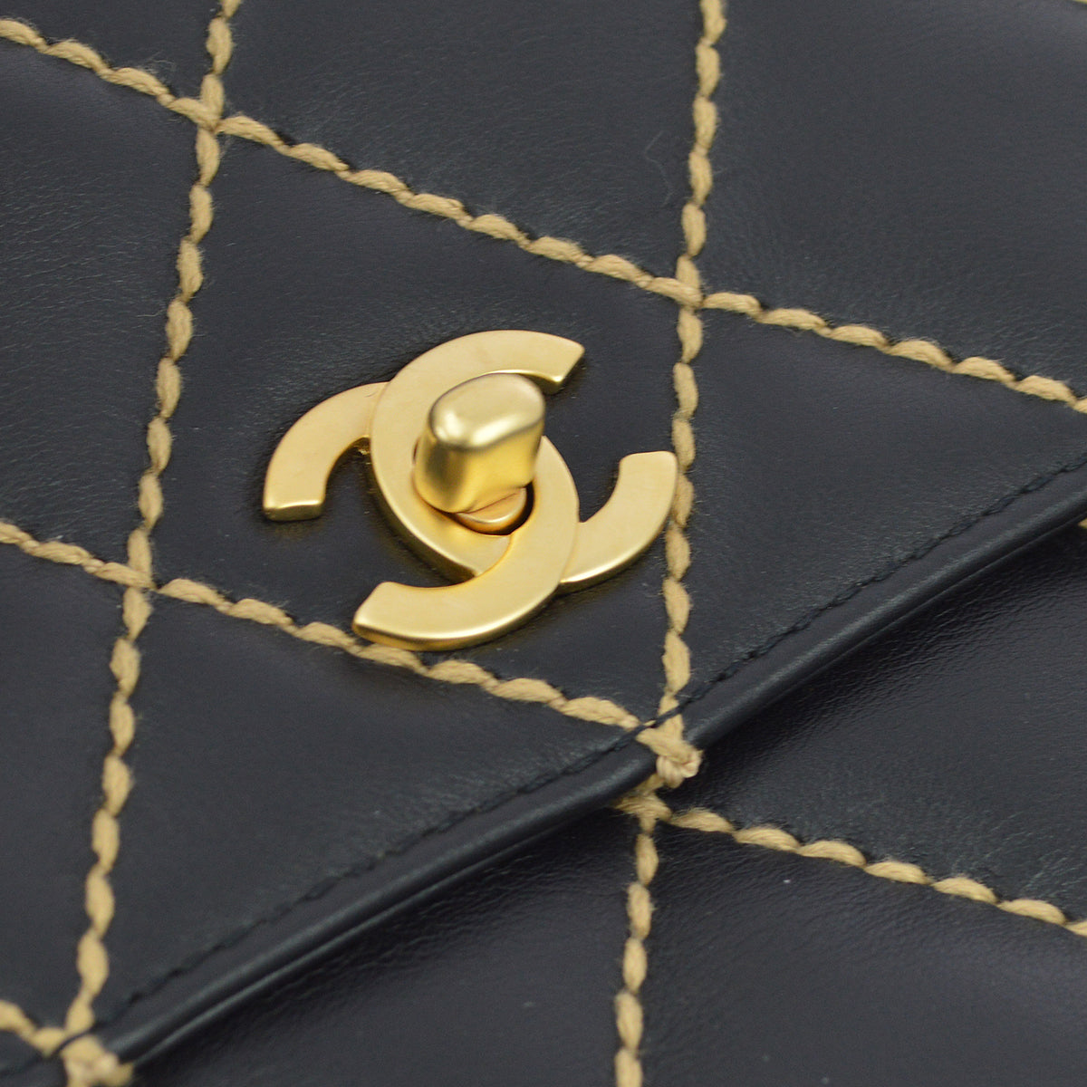 Chanel * 2004-2005 Black Calfskin Wild Stitch Kelly 25