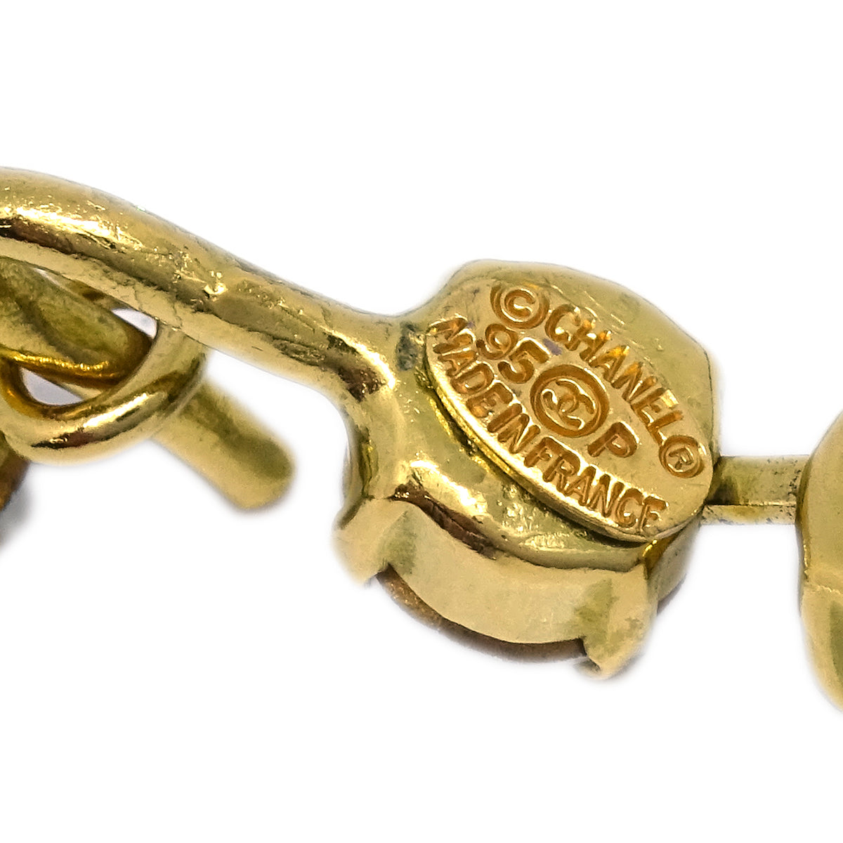 Chanel CC Chain Pendant Necklace Rhinestone Gold 95P