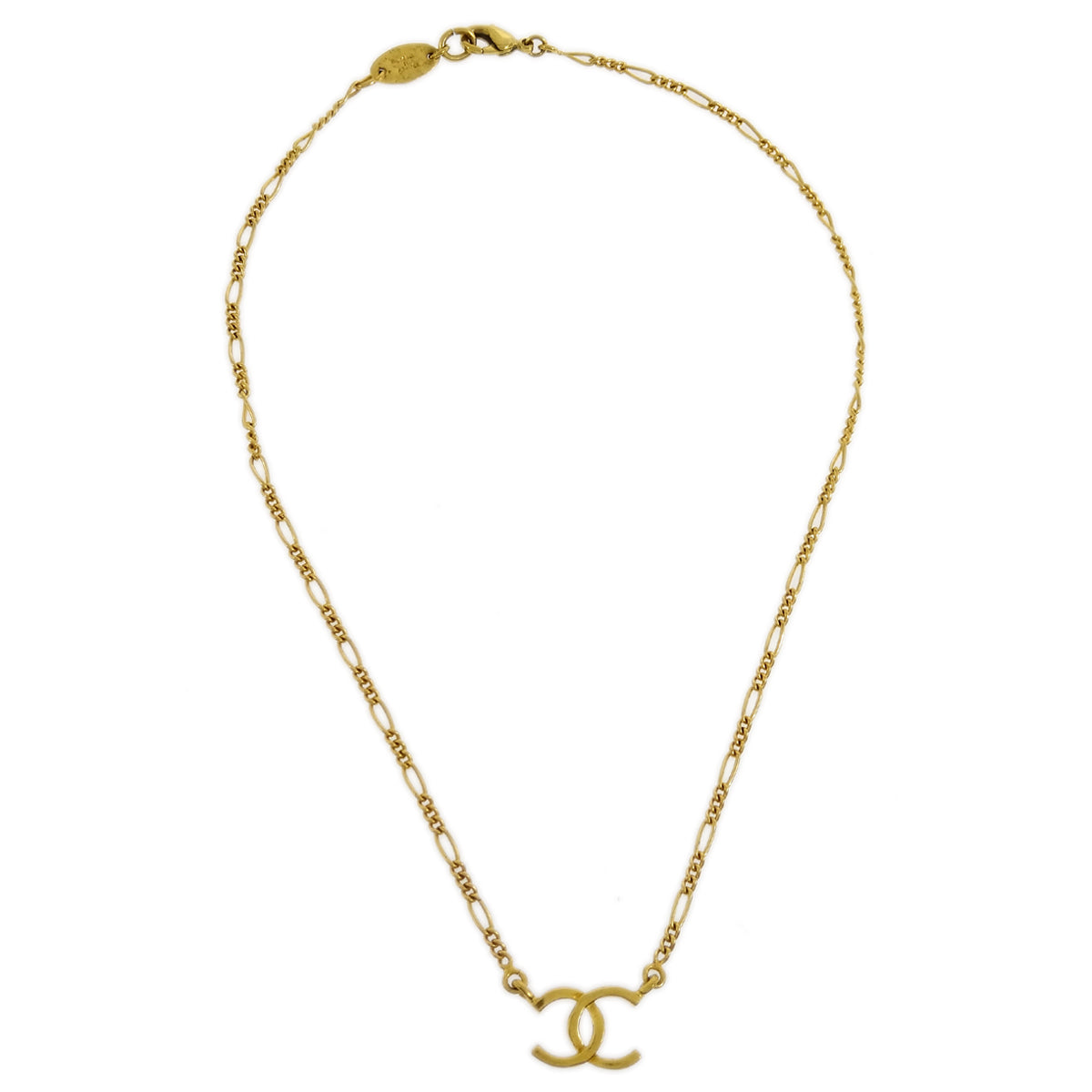 Chanel CC Chain Pendant Necklace Gold 1982