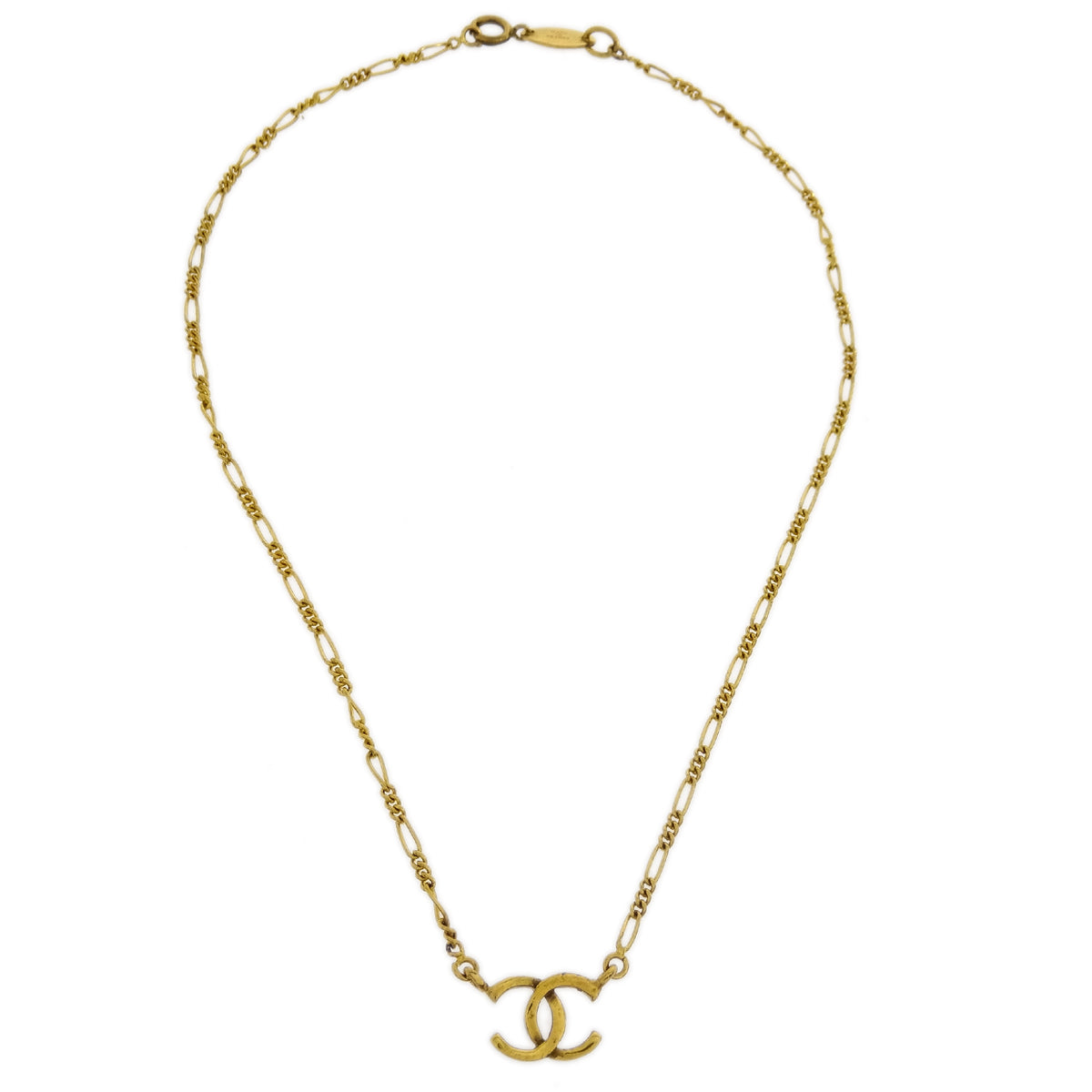 Chanel CC Chain Pendant Necklace Gold 1982